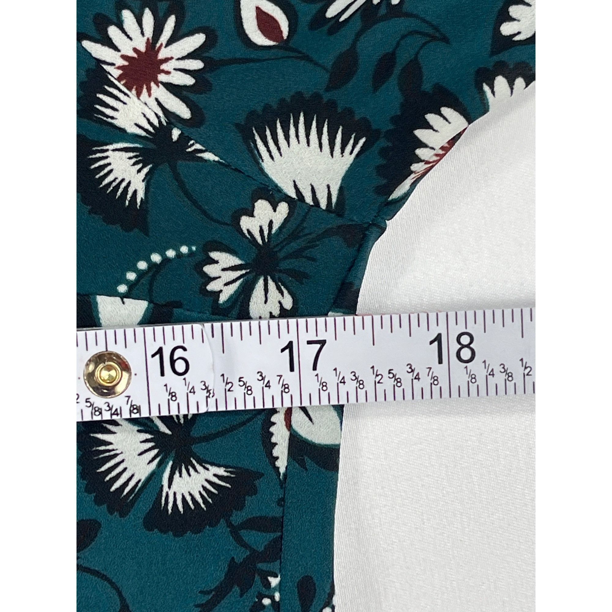 Express Express SKU 7724 Womens Floral Teal Button Up Long Sleeve Bl Size XS / US 0-2 / IT 36-38 - 4 Thumbnail