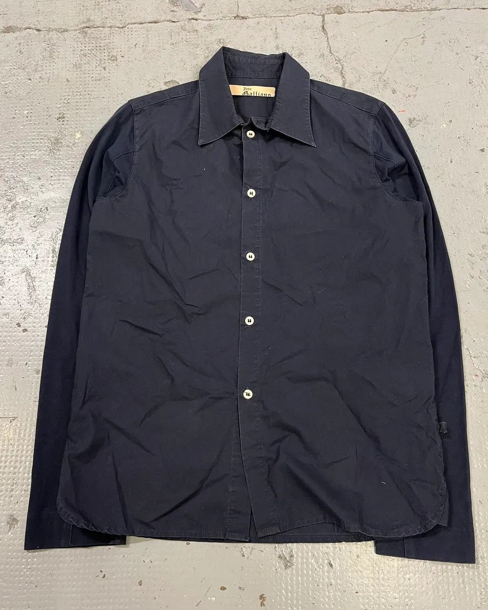 John Galliano 2010s Galliano UK Flag Print Navy Shirt Size XS / US 0-2 / IT 36-38 - 2 Thumbnail