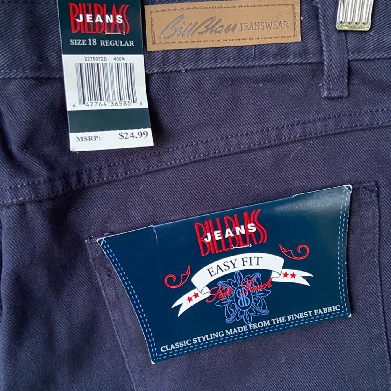Bill Blass New Bill Blass Womens Size 18 Straight Denim Navy Blue Jeans Size 40" / US 18 - 4 Thumbnail