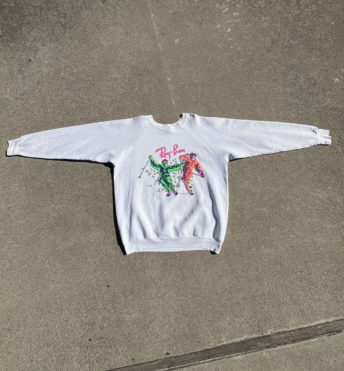 RayBan RARE 1980s Ray Ban Neon Ski Graphic Sweatshirt USA Made🔥 Size US XL / EU 56 / 4 - 1 Thumbnail