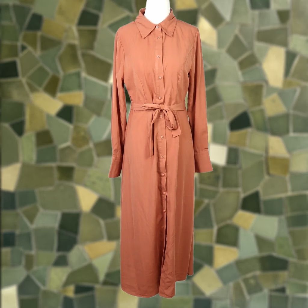 Brave Soul VINTAGE Brave Soul Shirt Dress Womens Midi Long Sleeve Rust Orange S Size S / US 4 / IT 40 - 1 Thumbnail