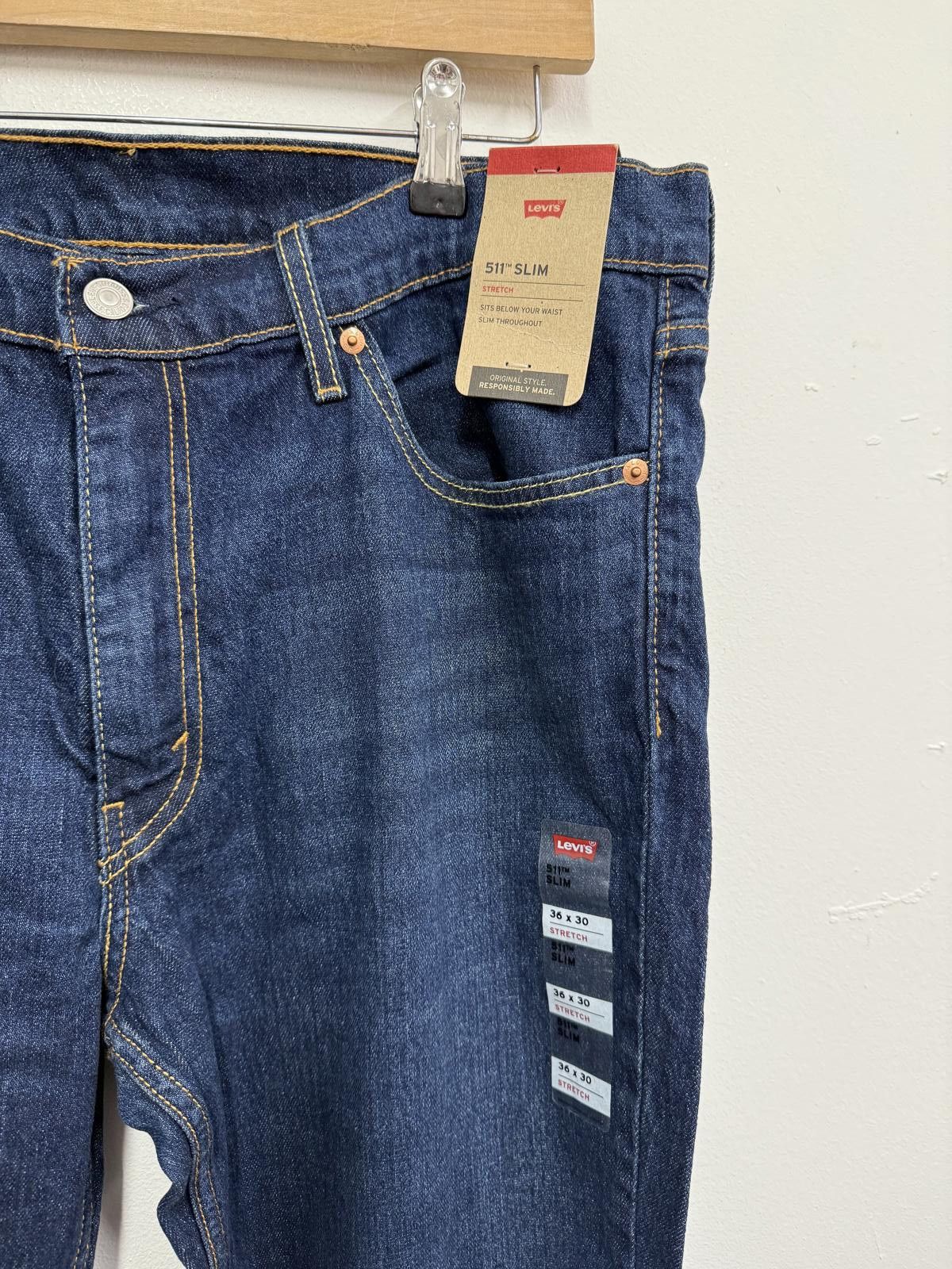 Levi's Levi's 511 Slim Stretch Dark Blue Jeans Size US 36 / EU 52 - 3 Thumbnail