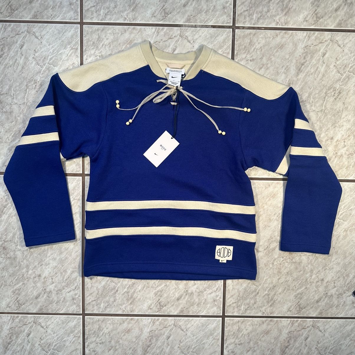 Bode × Nike Nike x BODE Rec Lacing Knit Cream Blue Longsleeve Size S NWT Size US S / EU 44-46 / 1 - 2 Thumbnail