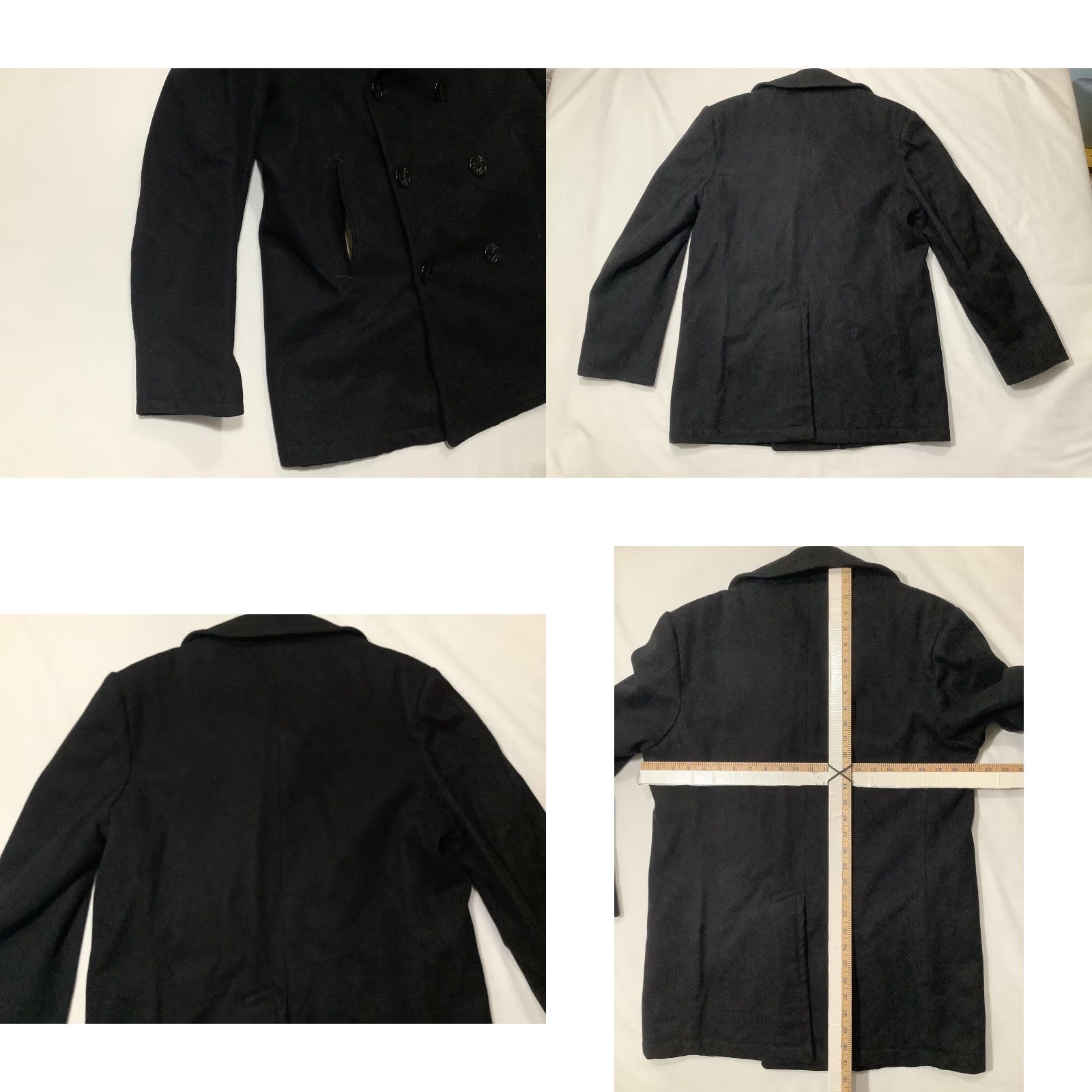 Doublet VINTAGE US Navy Pea Coat Mens 40R Black Wool Anchor Buttons Double Breasted 80s Size US XXS / EU 40 - 9 Thumbnail