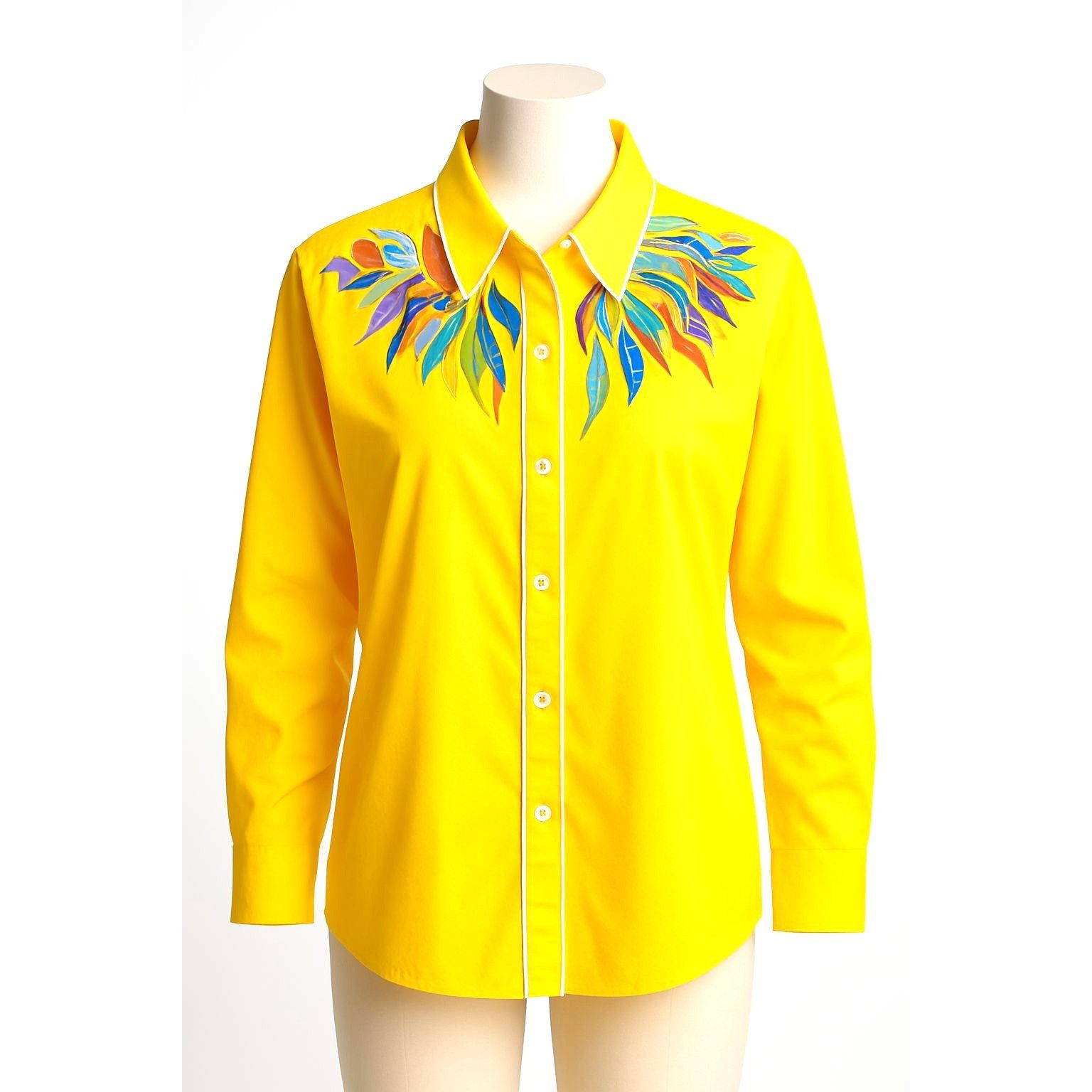 Bob Mackie Bob Mackie Wearable Art Yellow Embroidered Shirt Vintage But Size M / US 6-8 / IT 42-44 - 1 Thumbnail