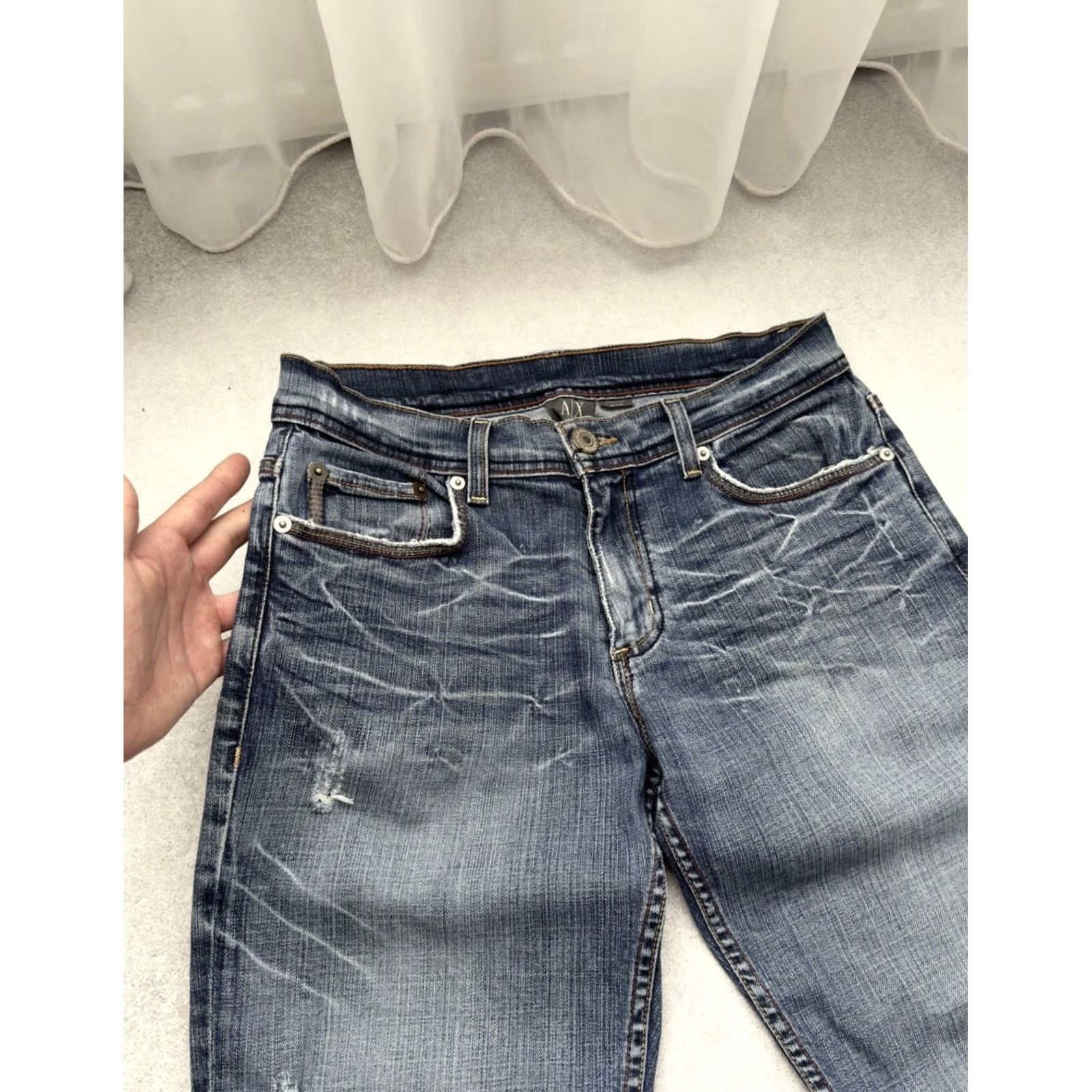 Armani Exchange Armani Exchange Jeans Distressed 90s Vintage Denim Men 30x32 Blue Regular Straight Pants Shirt? Size US 30 / EU 46 - 5 Thumbnail