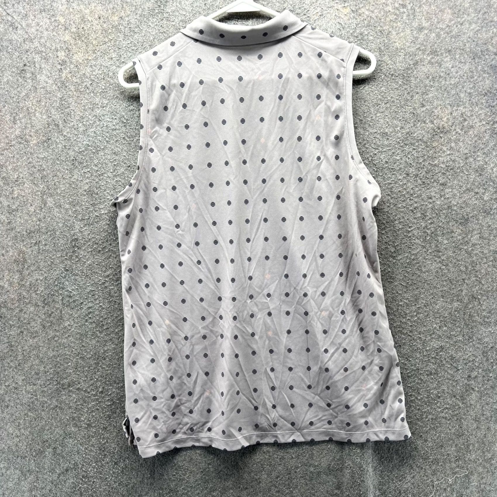 Nike Nike Dri-FIT Polo Shirt Women Large Gray Polka Dot Sleeveless Golf 930381-027 Size L / US 10 / IT 46 - 2 Thumbnail