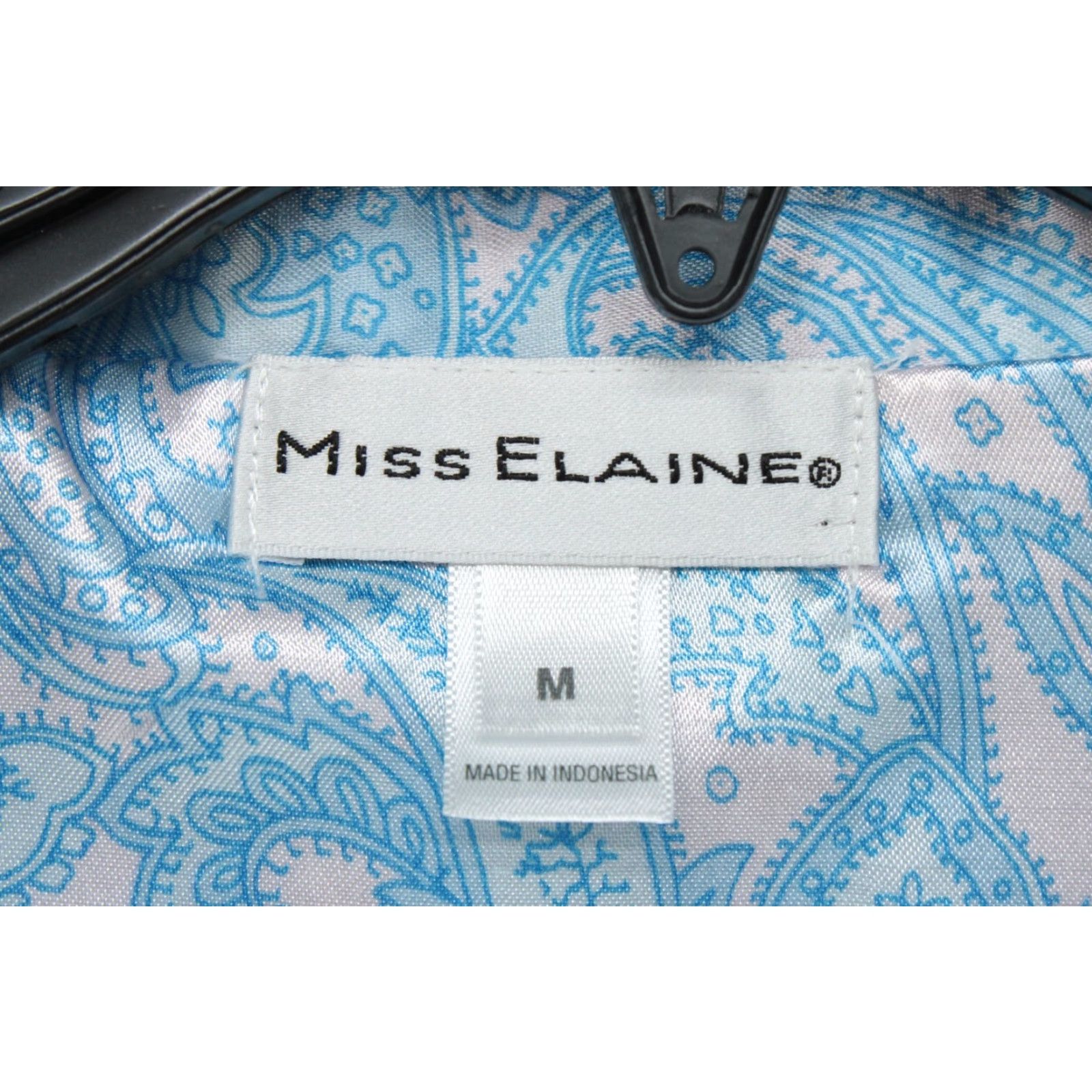Vintage Miss Elaine Pajama Adult Medium Blue Paisley Satin Flannel Long Sleeve Womens Size M / US 6-8 / IT 42-44 - 4 Thumbnail
