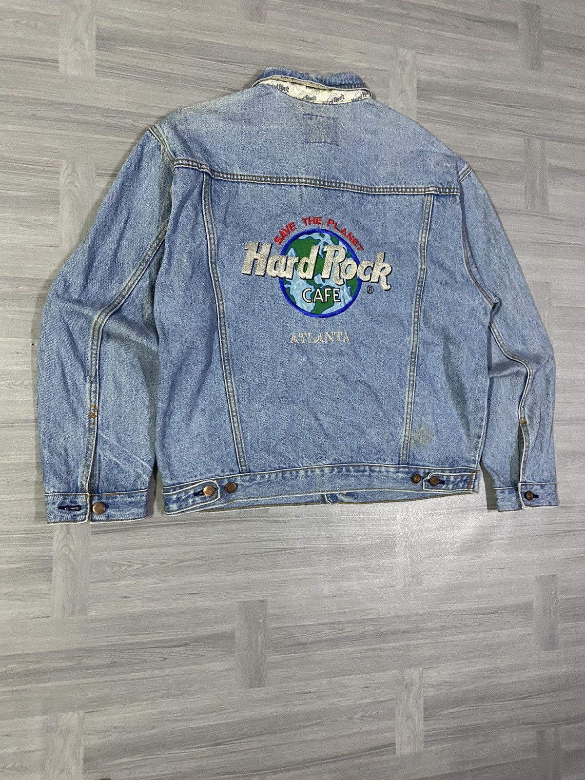 Hard Rock Cafe Vintage Hard Rock Cafe Atlanta Save The Planet Denim Jacket Size US L / EU 52-54 / 3 - 3 Thumbnail