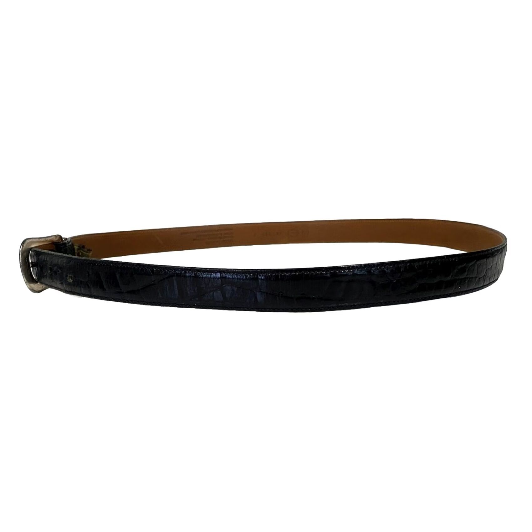 Vintage Trafalgar Belt Black Leather Croc Texture Size 40 Mens Okeechobee Brahman Size 40 - 7 Thumbnail