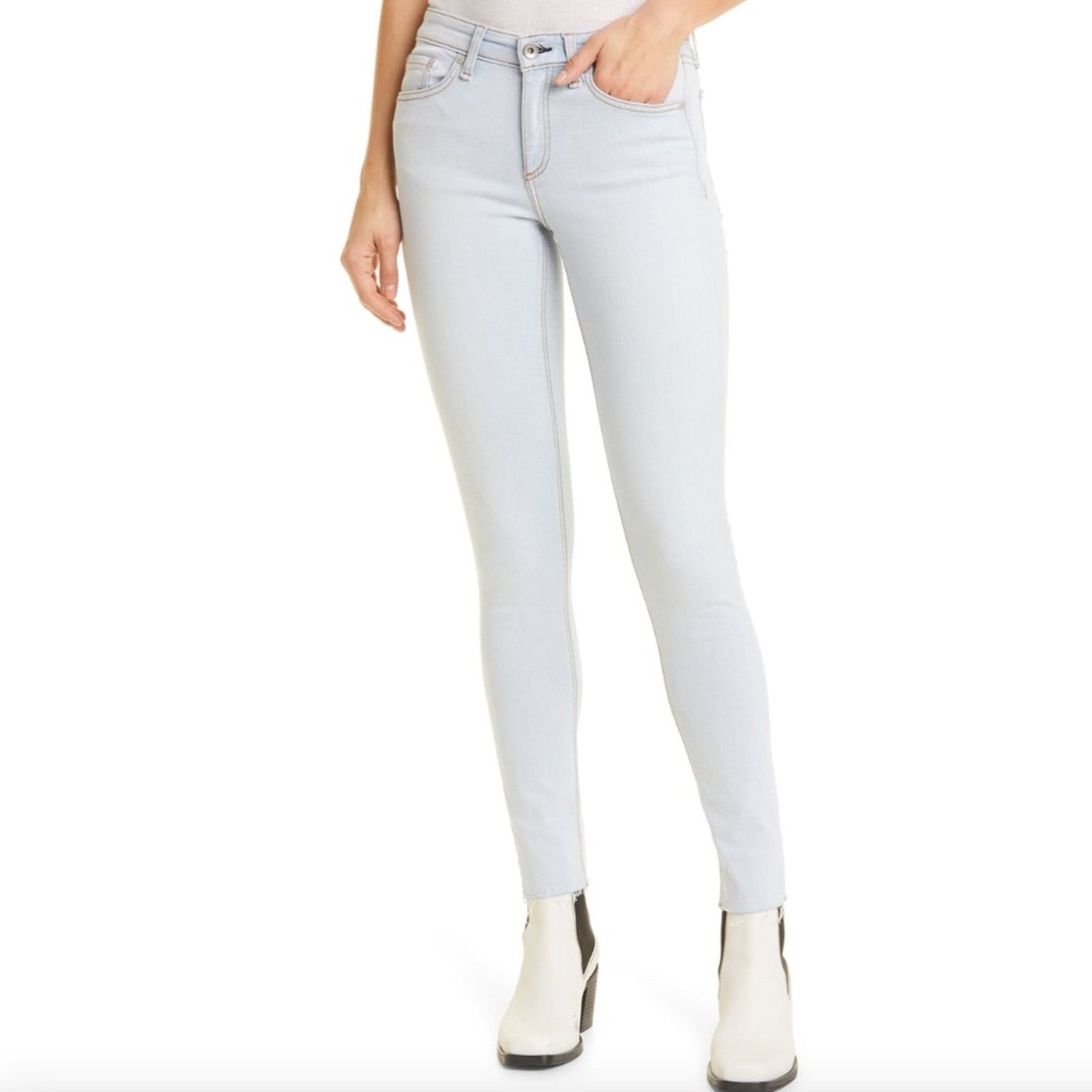 Rag & Bone Rag & Bone Cate Mid Rise Ankle Skinny Whitewash - 25 Size 25" / US 0 / IT 36 - 1 Thumbnail