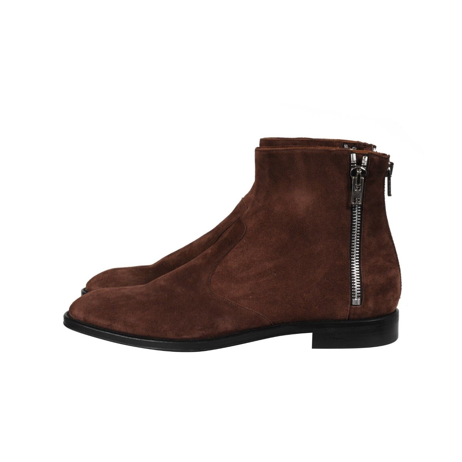 Givenchy Triple Zip Boots Brown Suede Diagonal Side Zip Size US 12 / EU 45 - 8 Thumbnail