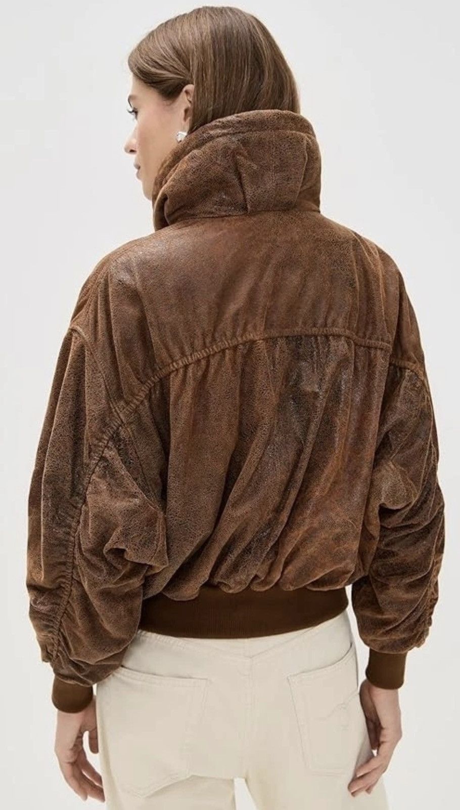 R13 R13 - LEATHER SHIRRED OVERSIZED BOMBER Size M / US 6-8 / IT 42-44 - 8 Thumbnail
