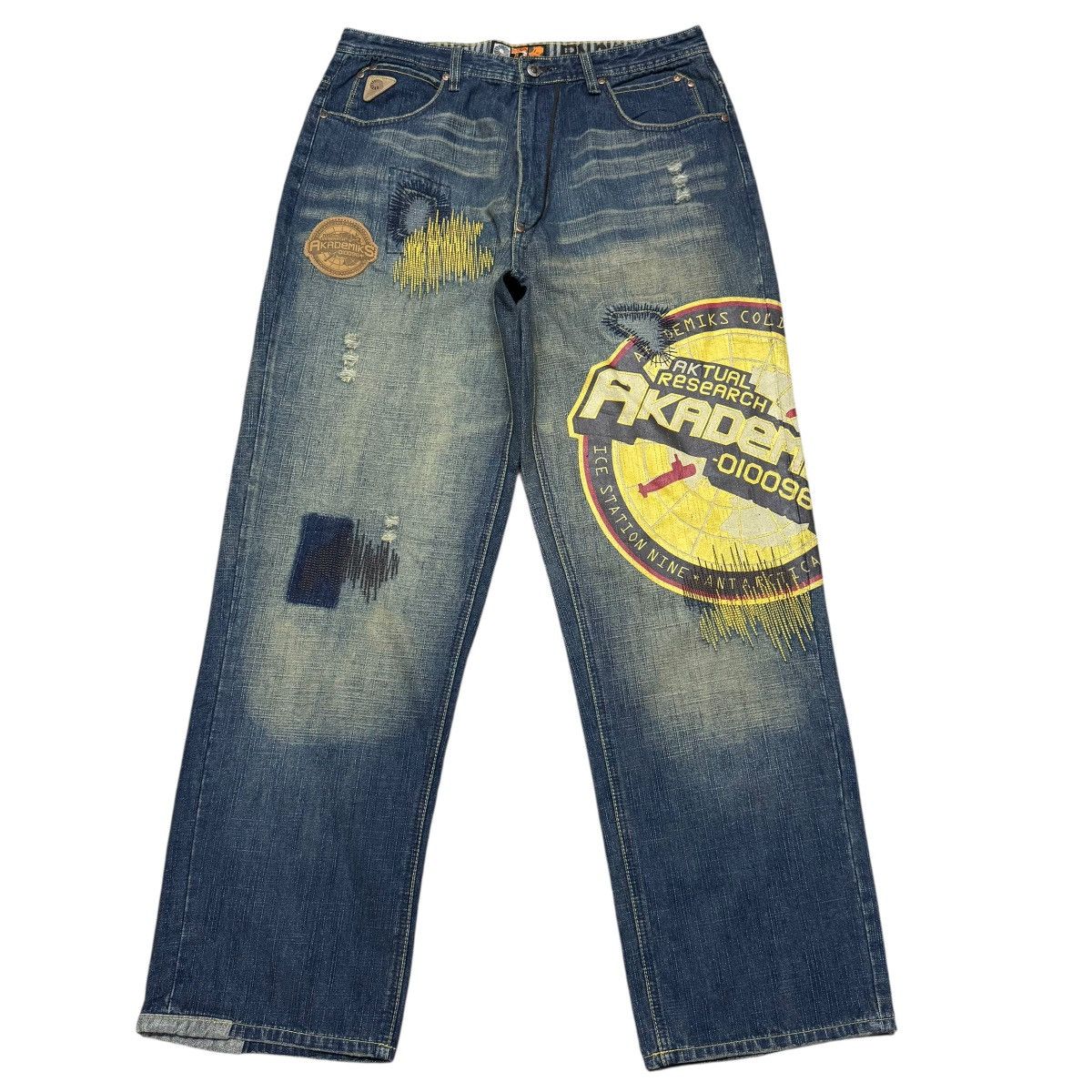 Vintage Akademiks Spellout Denim Baggy Jeans Jnco