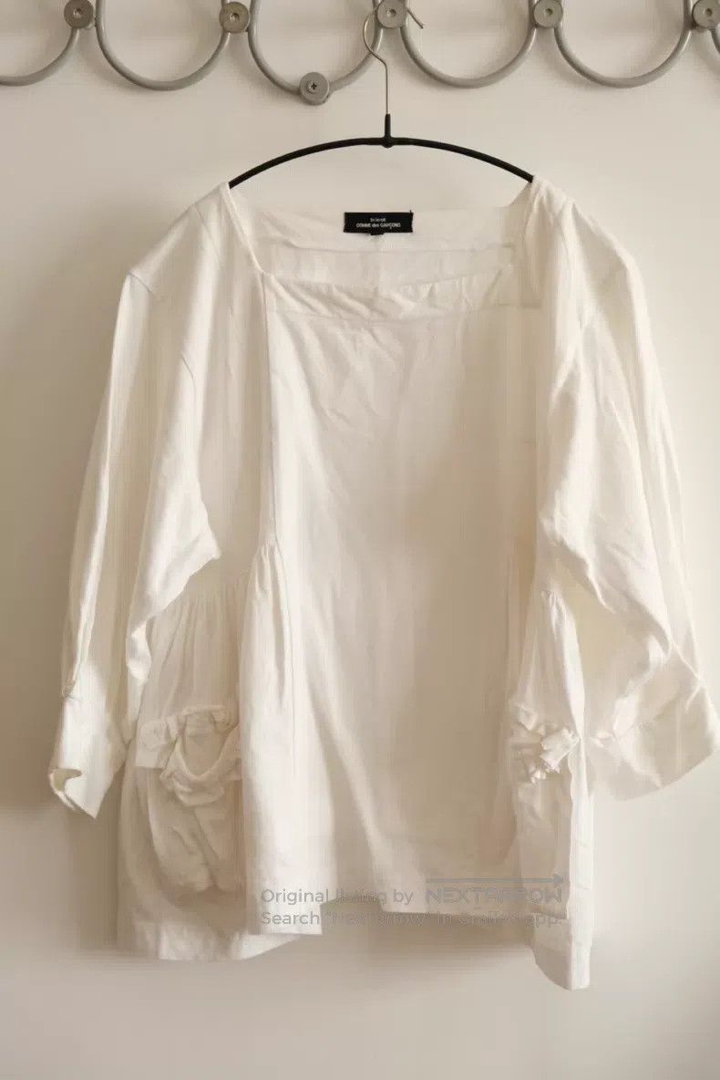 Comme des Garcons Comme Des Garcons White square neck pure cotton short slee Size S / US 4 / IT 40 - 1 Thumbnail