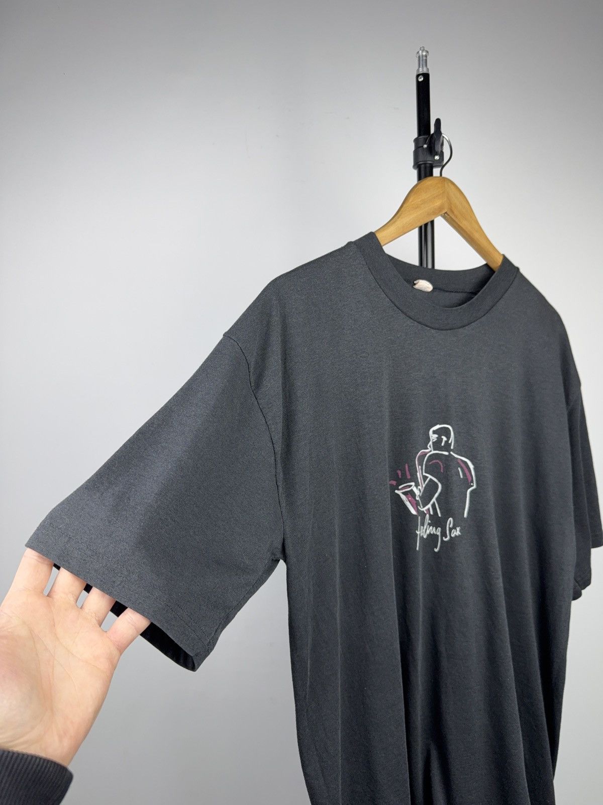 Vintage 90s Retro Vintage Feeling Sax Jazz Graphic Tee Made in Spain Size US XL / EU 56 / 4 - 6 Thumbnail
