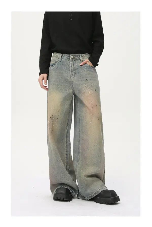 Japanese Brand VIBE Street style distressed dirty ink-splashed jeans Size US 32 / EU 48 - 1 Thumbnail