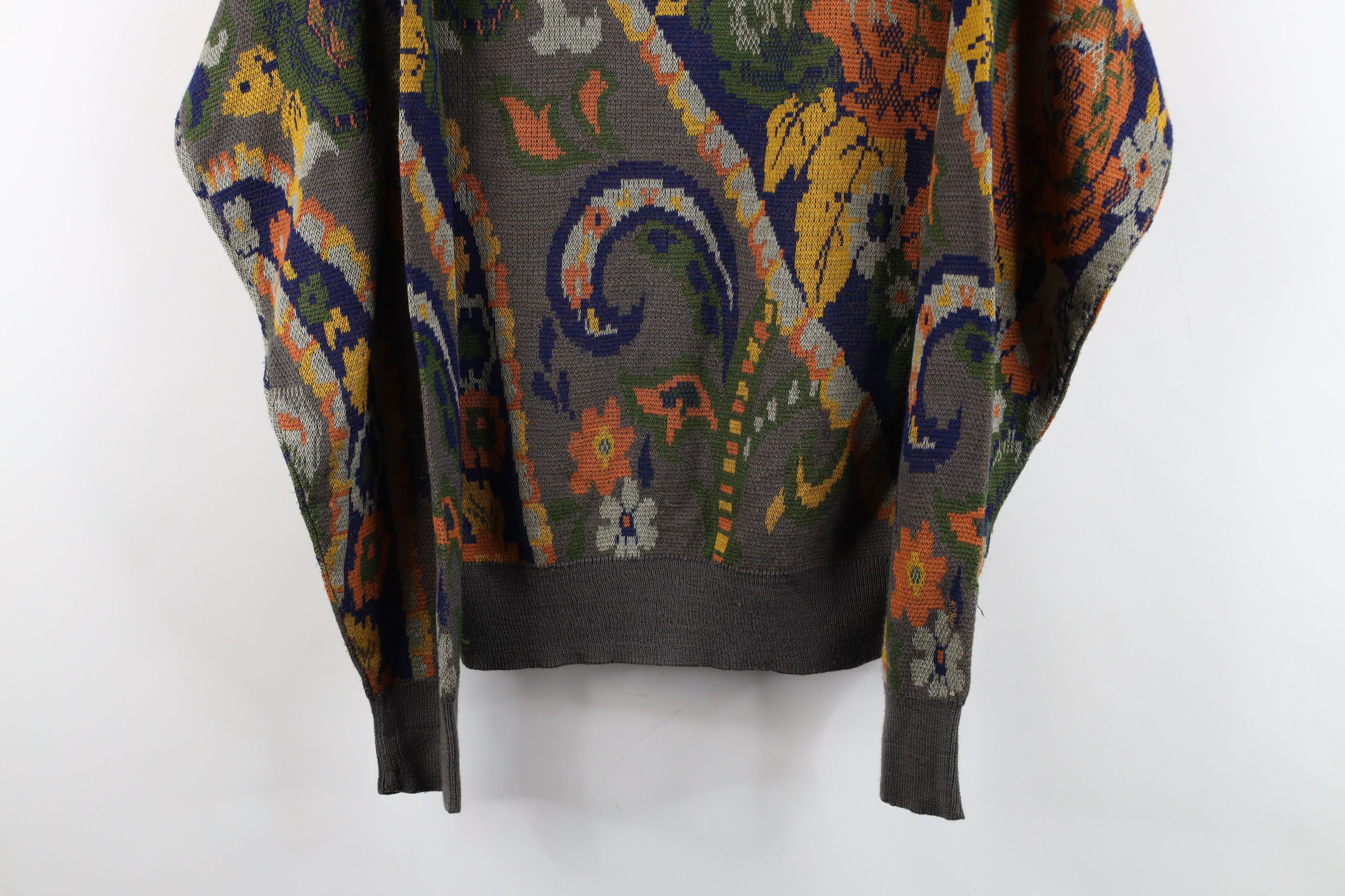 Vintage Vintage 90s Streetwear Paisley Flower Floral Knit Sweater Size M / US 6-8 / IT 42-44 - 3 Thumbnail