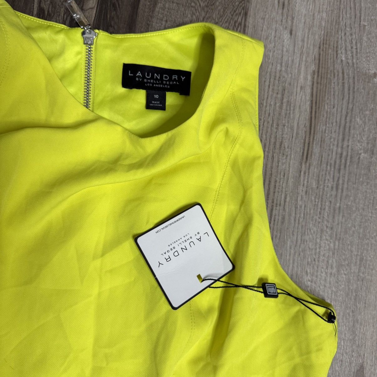 Laundry by Shelli Segal Laundry By Shelli Segal Neon Yellow Sleeveless Mini Dress Size L / US 10 / IT 46 - 4 Thumbnail