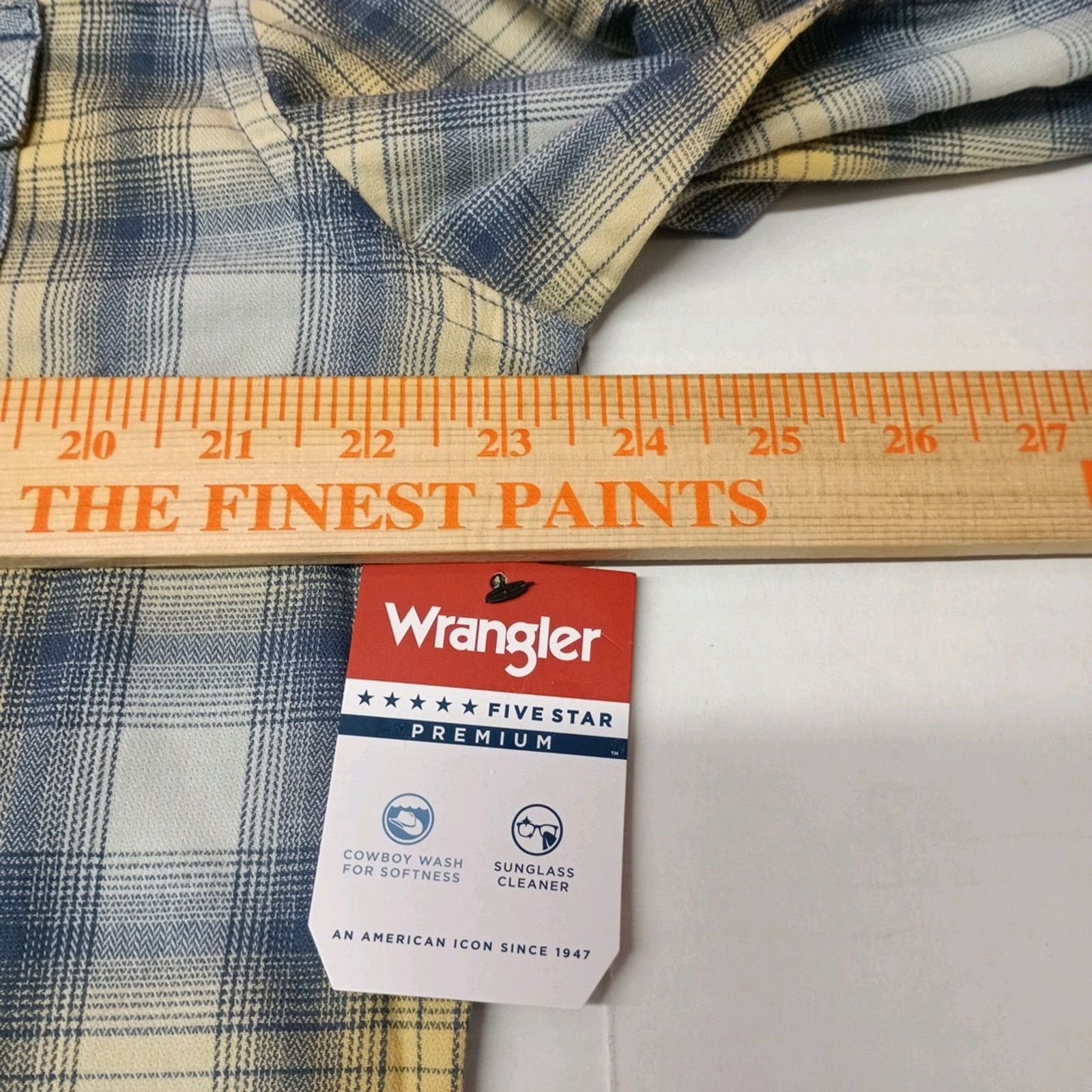 Wrangler Wrangler Cowboy Wash Shirt Mens Size L Sky Blue Yellow Plaid Size US L / EU 52-54 / 3 - 5 Thumbnail