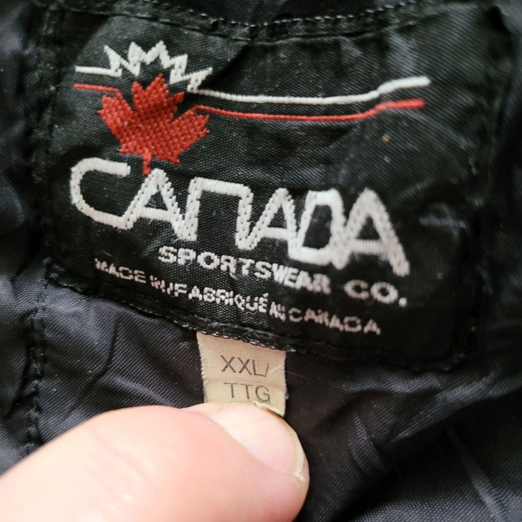 Vintage Canada Sportswear Mens Varsity Bomber Jacket XXL Black Leather Wool - Broken Zip - Vintage Style - Logo Size US XXL / EU 58 / 5 - 7 Thumbnail
