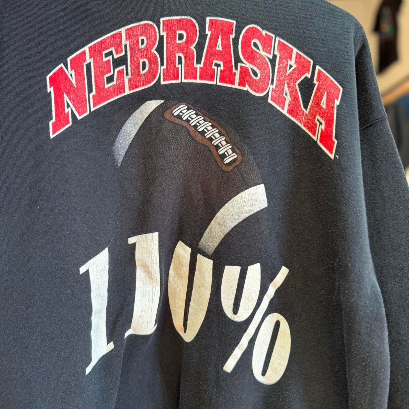 Vintage Vintage 90s Nebraska Huskers Football 110% Crewneck Size US XL / EU 56 / 4 - 3 Thumbnail