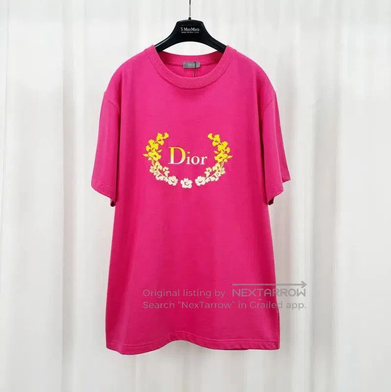 Dior Dior Summer Pink Cotton Embroidered Logo T-Shirt . Size US L / EU 52-54 / 3 - 1 Thumbnail