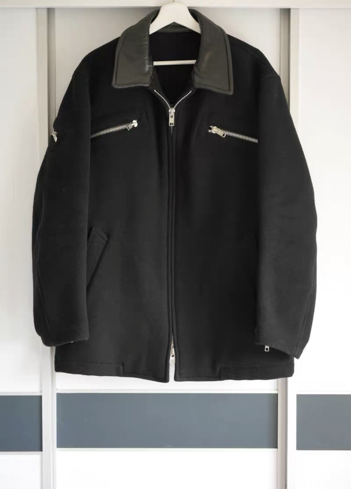 Yohji Yamamoto Yohji Yamamoto 04aw Back Zip Leather Collar Jacket K4 Size US L / EU 52-54 / 3 - 1 Thumbnail