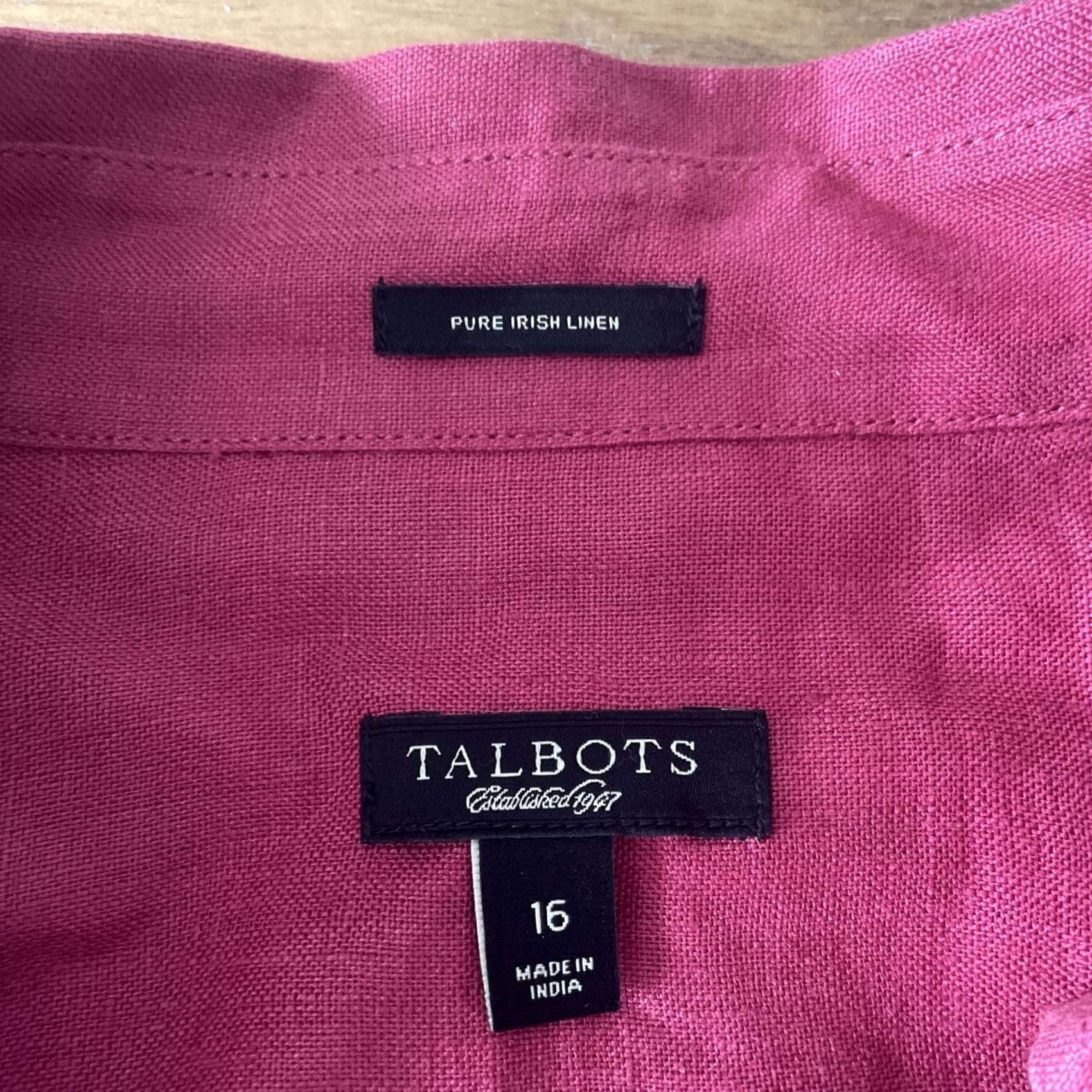 Talbots Talbots 100% Linen Blouse Womens Size 16 Pink Long Sleeve Button Up Shirt Size XXL / US 16-18 / IT 52-54 - 3 Thumbnail
