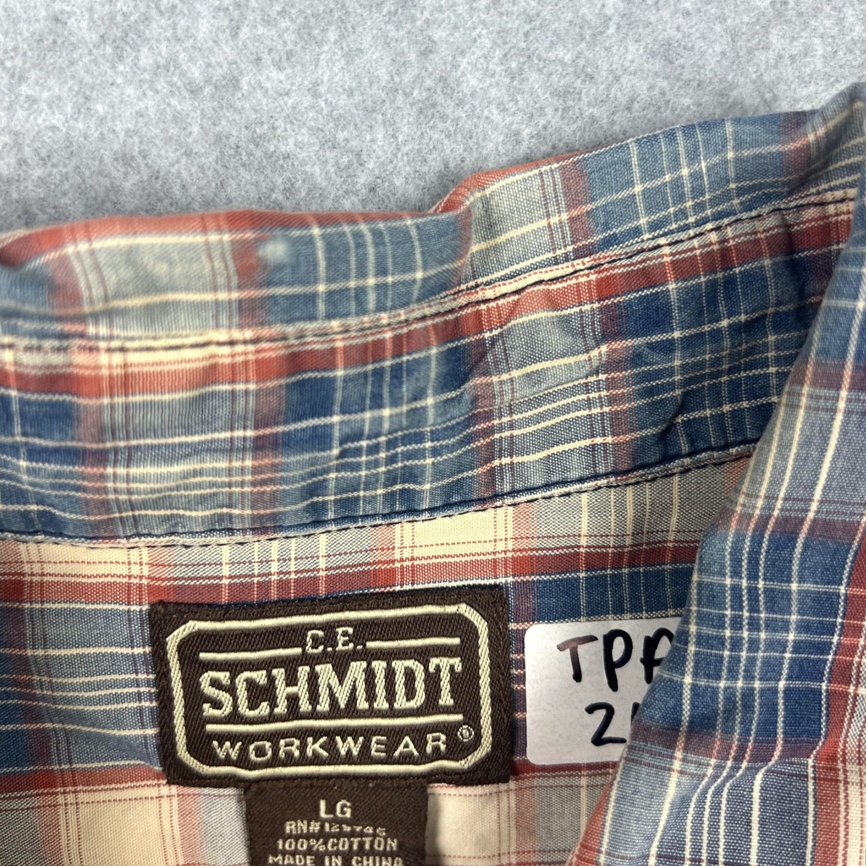 Vintage Schmidt Workwear Shirt Mens Large Blue Red Plaid Button Up Short Sleeve Outdoor Size US L / EU 52-54 / 3 - 6 Thumbnail