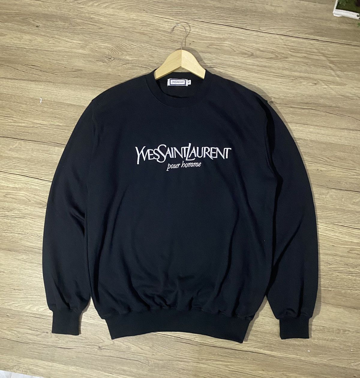 Vintage × Yves Saint Laurent 💥Embroidery💥Black YSL Sweater | Grailed