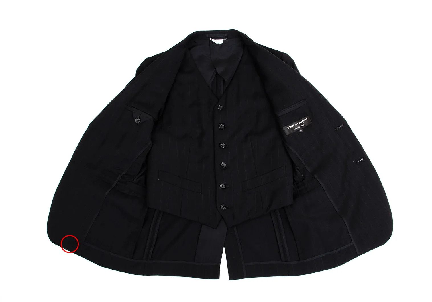 Comme des Garcons Homme Plus Layered Stripe Jacket in Black and Red, Size XS Size US XS / EU 42 / 0 - 10 Thumbnail