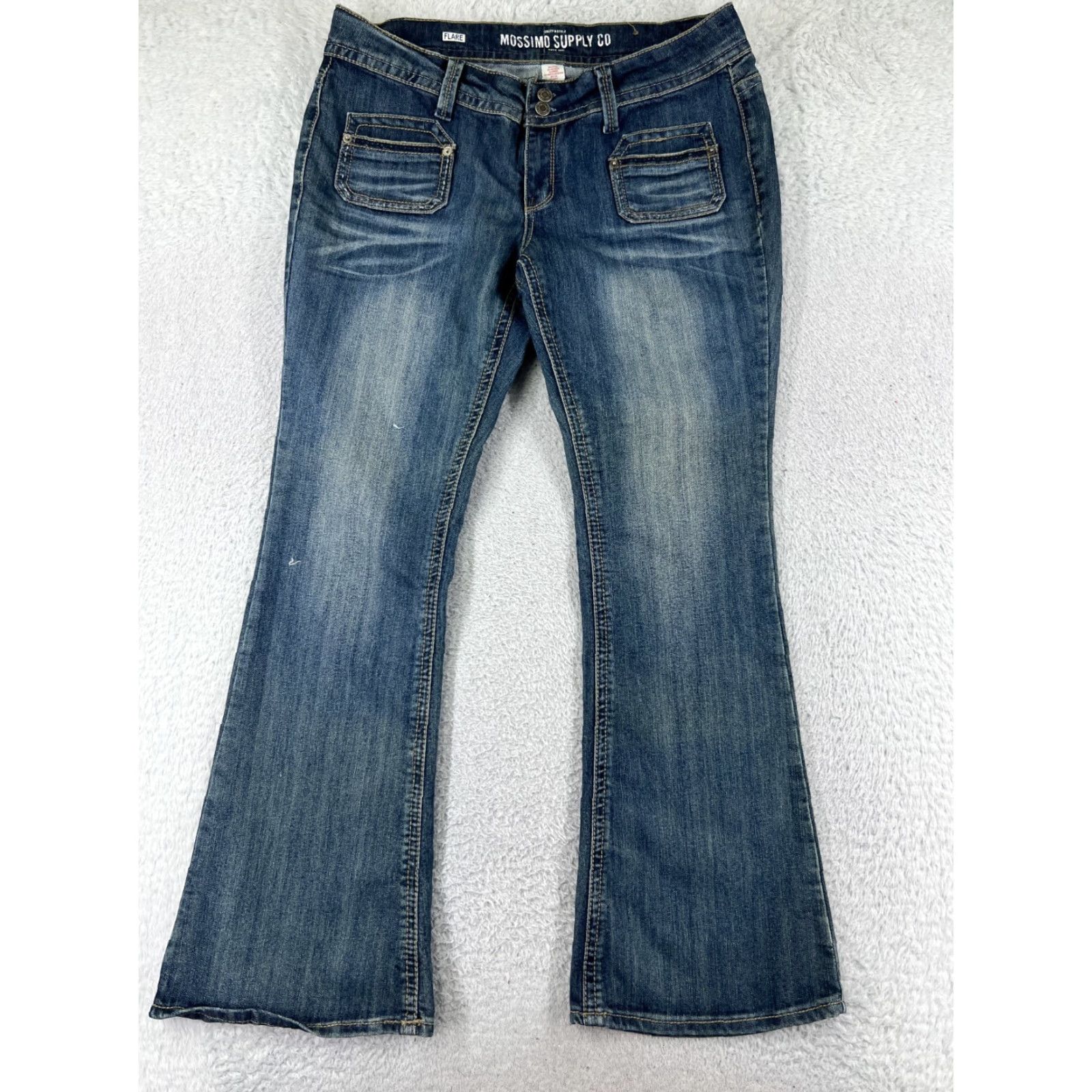 Mossimo Mossimo Jeans Womens 17 Denim Blue Flared Medium Wash 5-Pocket Cotton Blend Stretch Size 38" / US 16 / IT 52 - 2 Thumbnail