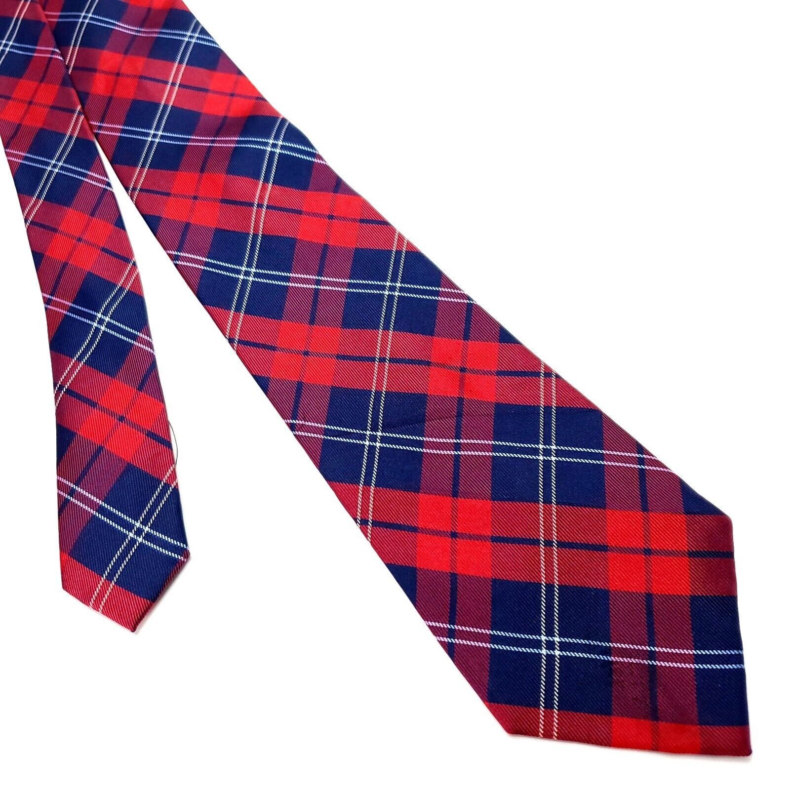 Tommy Hilfiger Tommy Hilfiger Silk Tie Woven Blue Red Plaid Size ONE SIZE - 1 Thumbnail