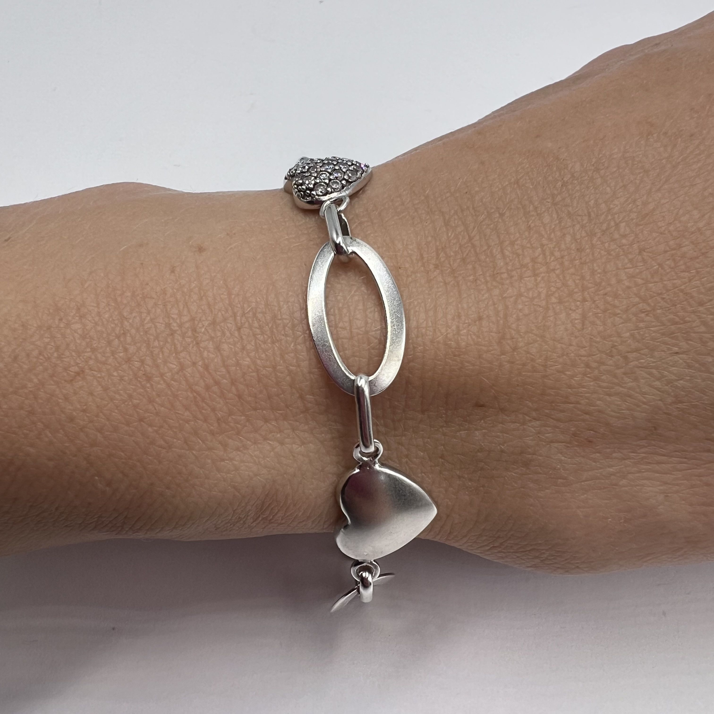 Vintage Vintage Bracelet Chain Heart Sterling Silver 925 Jewelry Size ONE SIZE - 6 Thumbnail