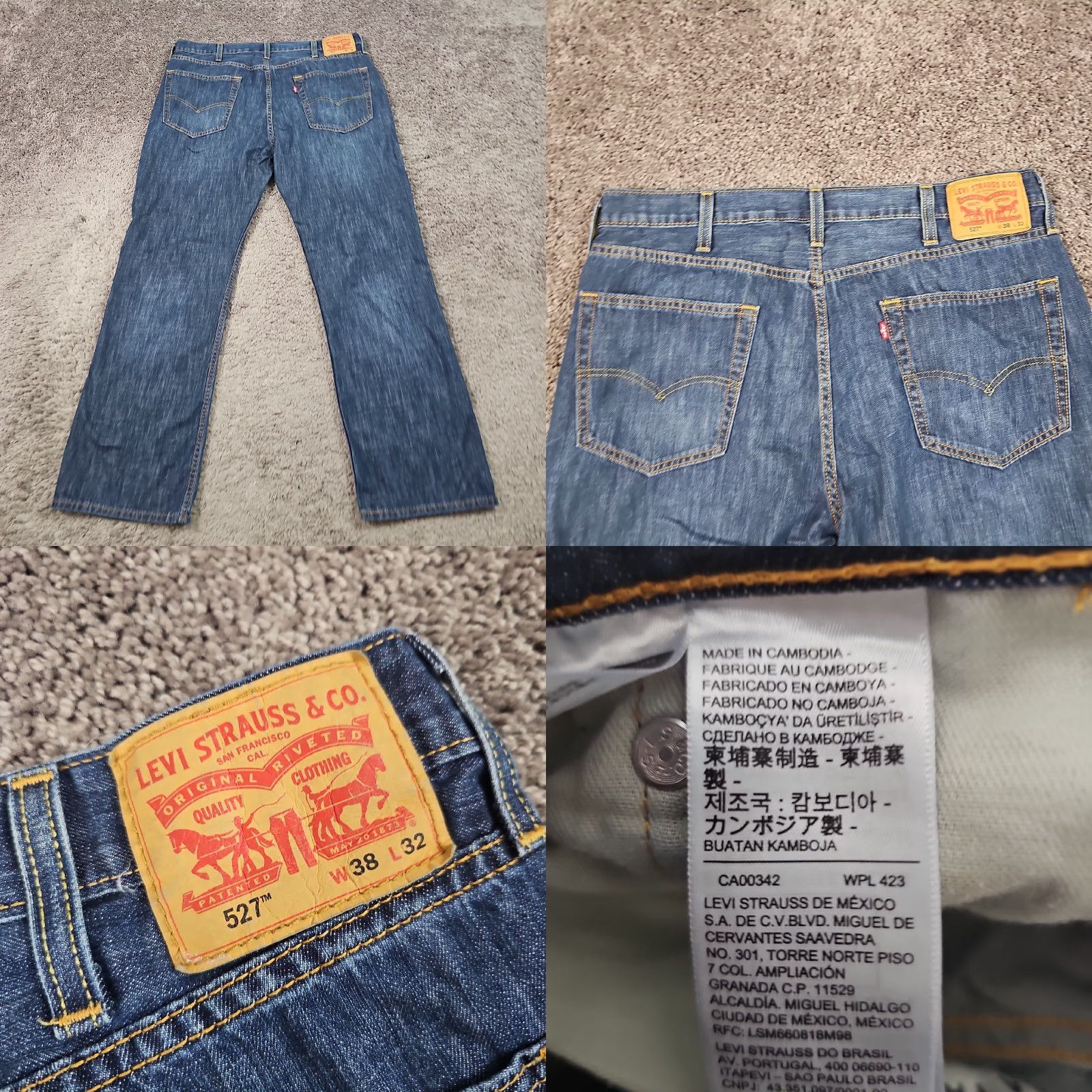 Levi's VINTAGE Levi's 527 Jeans Men Slim Straight Dark Wash 38 Regular 35x31 Blue Cotton Denim Mens Size US 35 - 8 Thumbnail