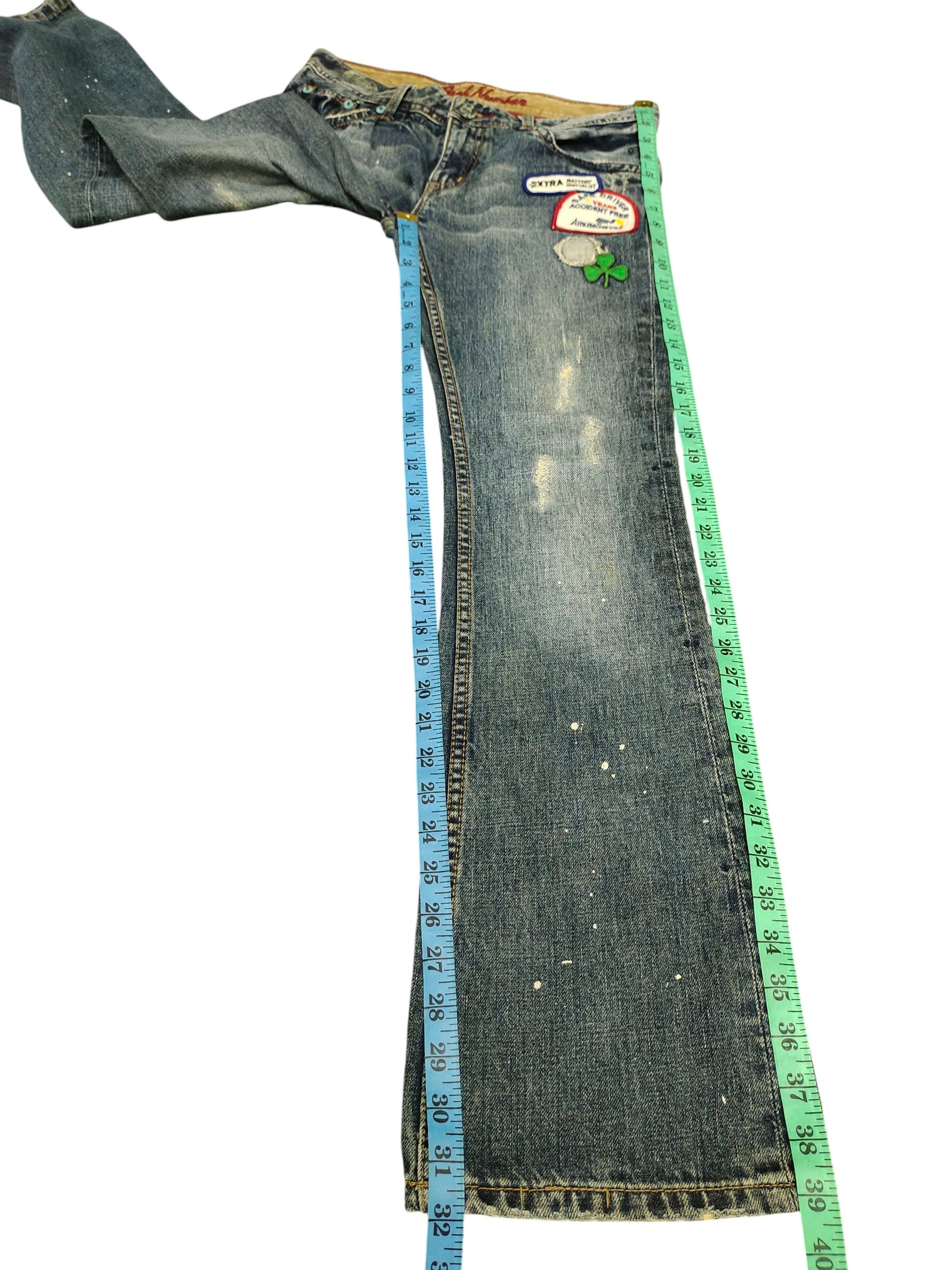 Flare Jeans Back Number Patches Clawmark Distress Bootcut