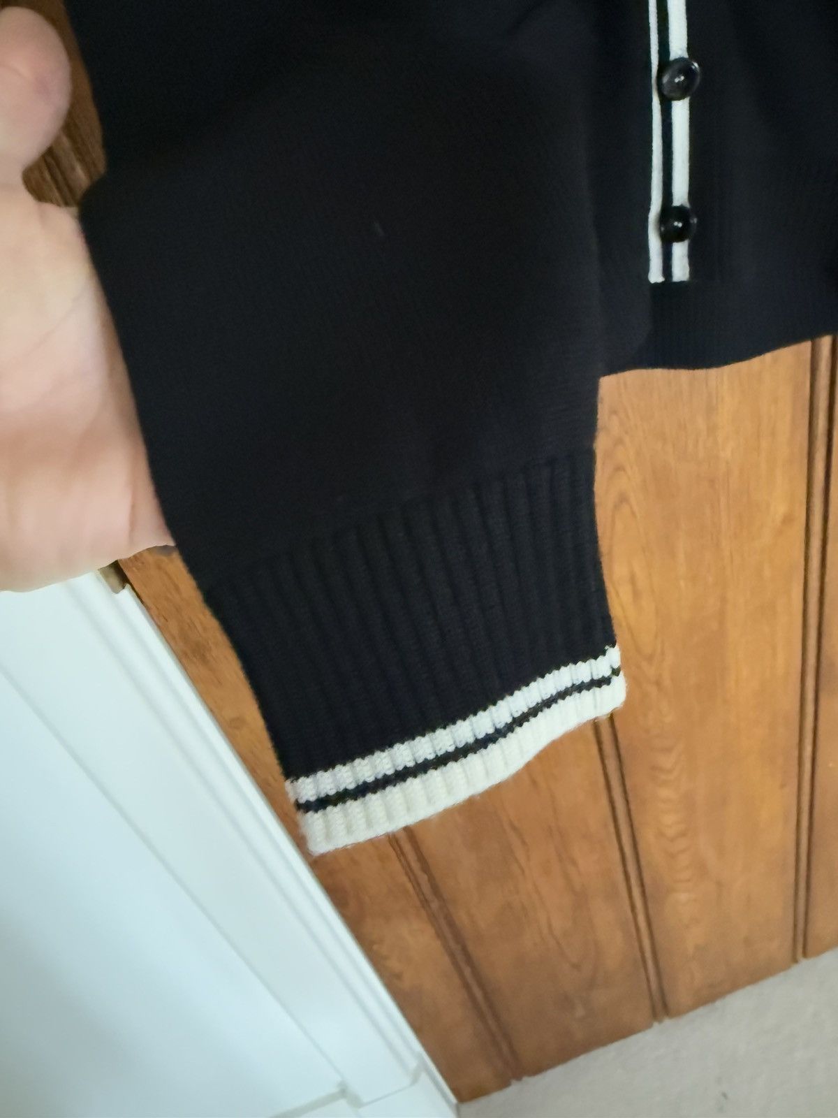 Rare Celine Triomphe logo cardigan black white M Hedi