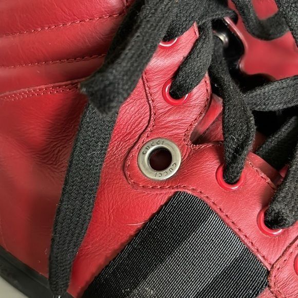 Gucci Gucci Silverstone NS Nylon High 'Red' Viaggio Leather Stripe Size US 7 / EU 40 - 3 Thumbnail