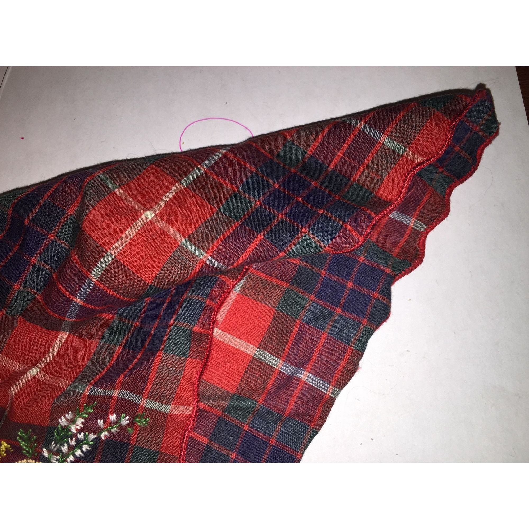 Other Vintage Red, Green and Blue Plaid "From Oban" Handkerchief Size ONE SIZE - 2 Thumbnail