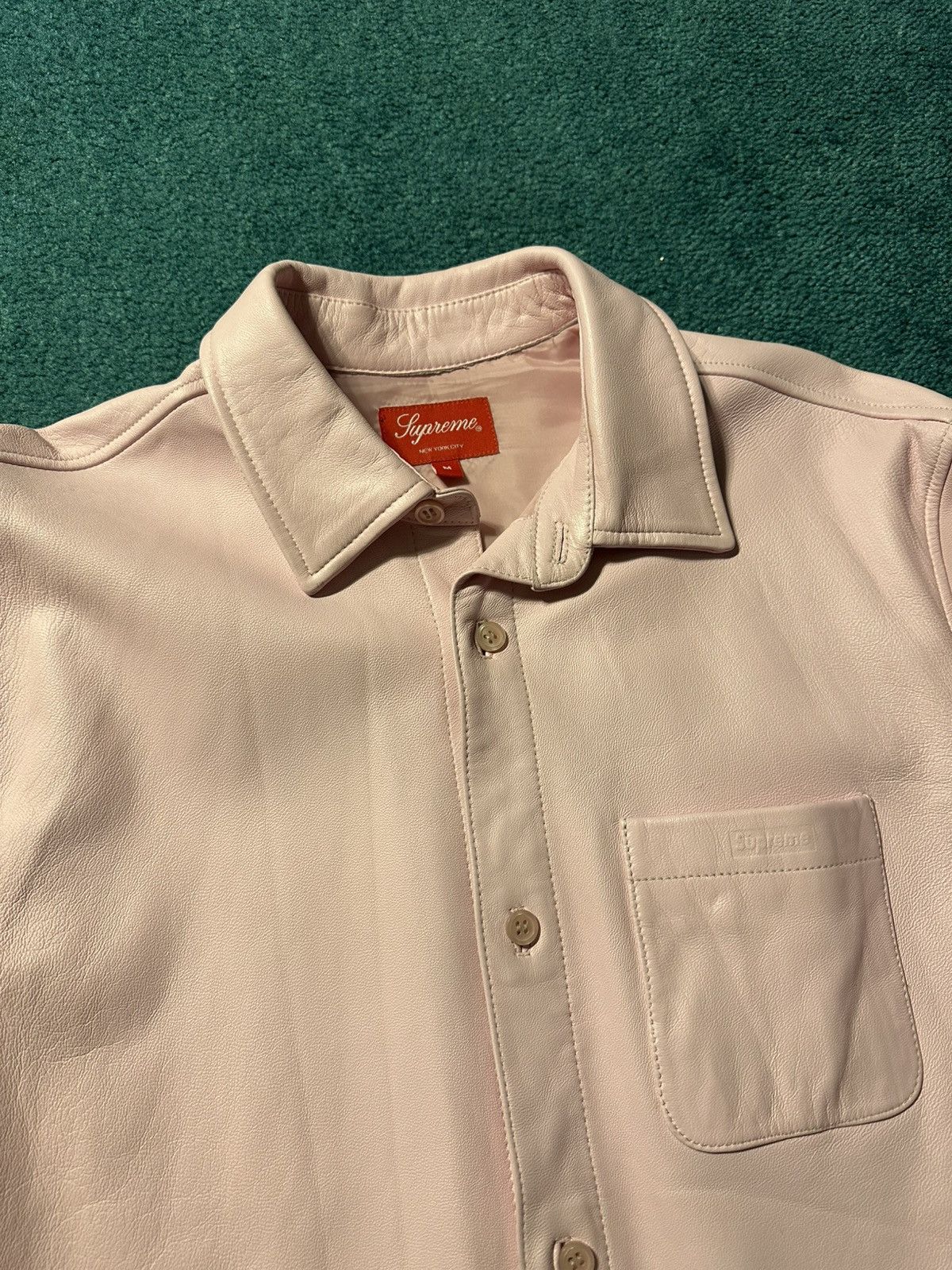 Supreme Supreme Pink Leather Shirt Lamb Leather Button Up Size US M / EU 48-50 / 2 - 4 Thumbnail