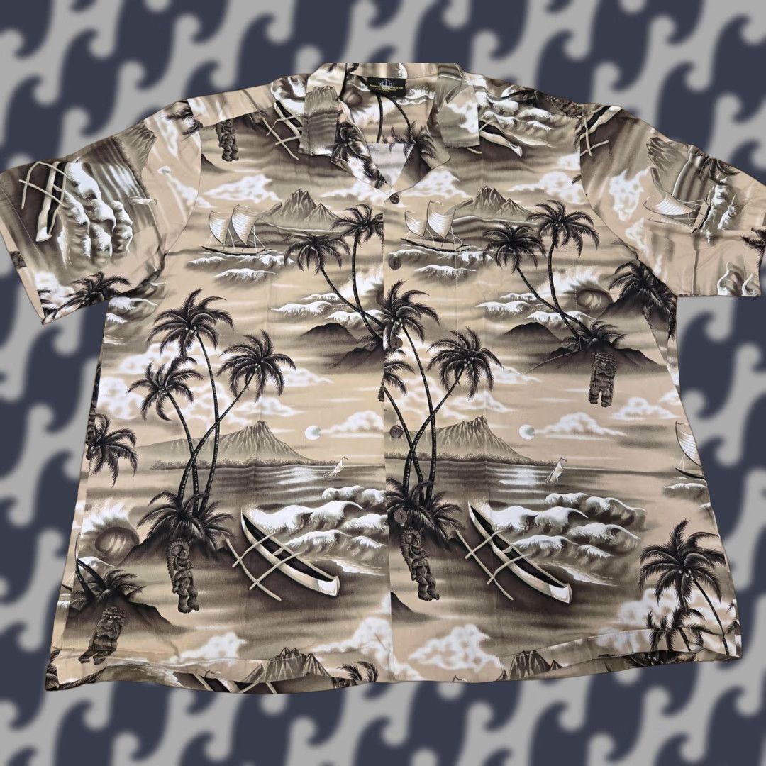 Vintage Royal Creations Shirt 2XL Mens Hawaiian Aloha Button Front Beige Made in Hawaii Size US XXL / EU 58 / 5 - 1 Thumbnail