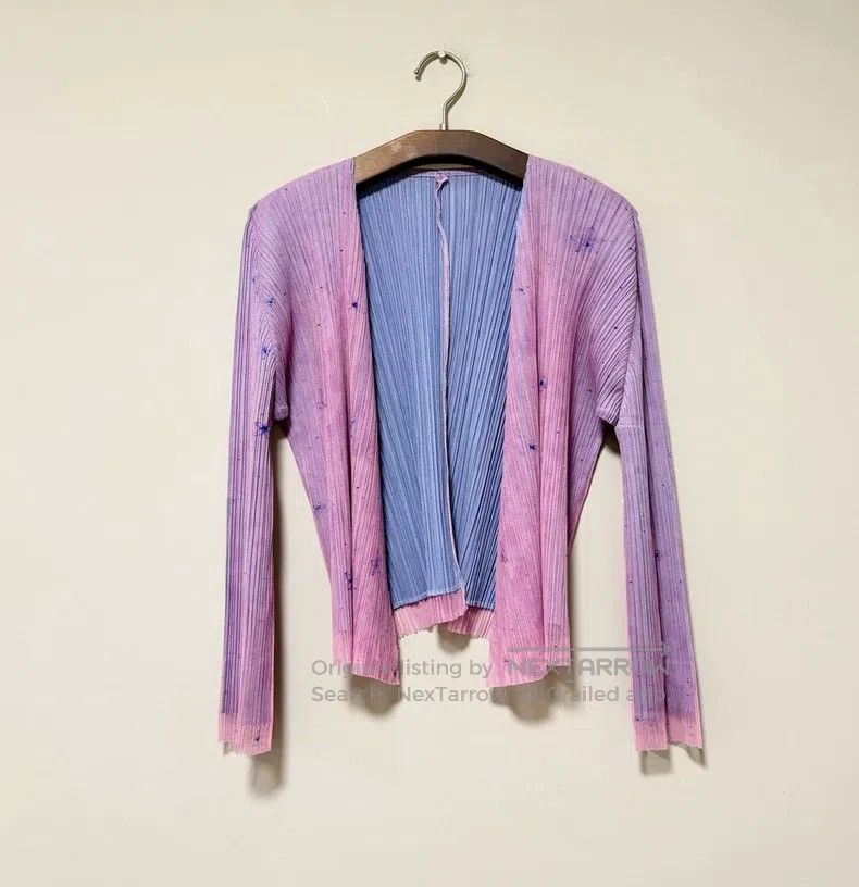 Issey Miyake Double Layer Pink-purple Floral Cardigan