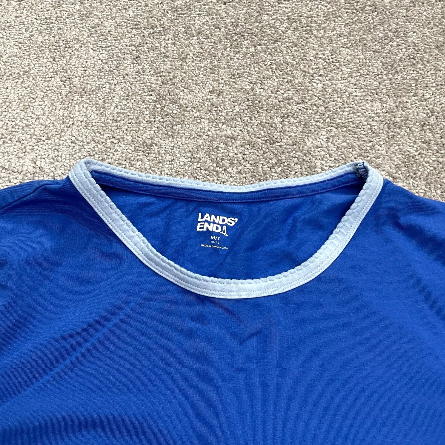 Lands' End Lands' End Womens Pajama Top Crew Neck Long Sleeve M Tall Royal Blue Cotton Spandex Casual Size M / US 6-8 / IT 42-44 - 3 Thumbnail