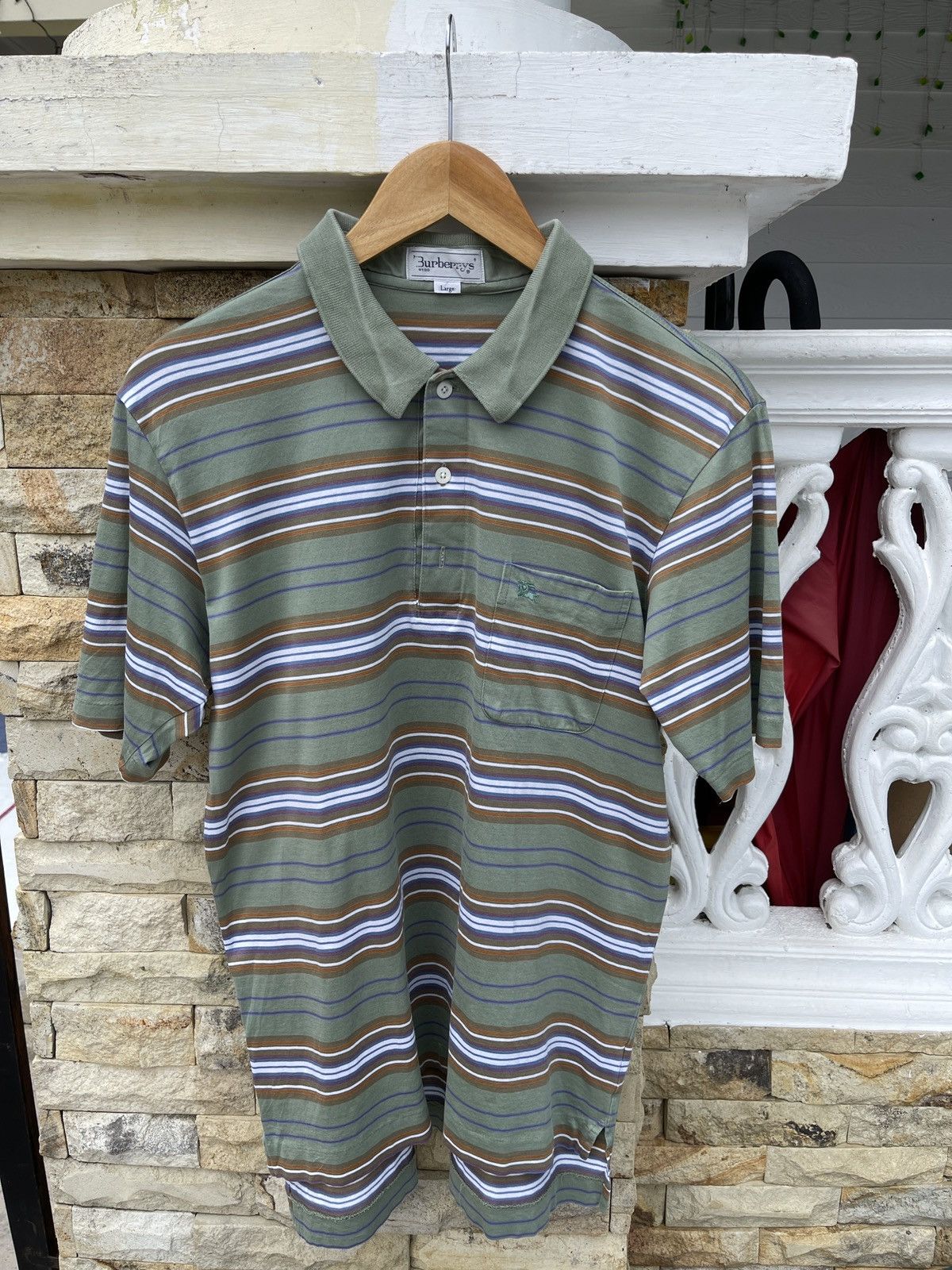 Burberry × OVER THE STRiPES × Vintage Last Drop🔥Rare🔥Vintage BURBERRY’S Polo Striped Shirt Size US M / EU 48-50 / 2 - 2 Thumbnail