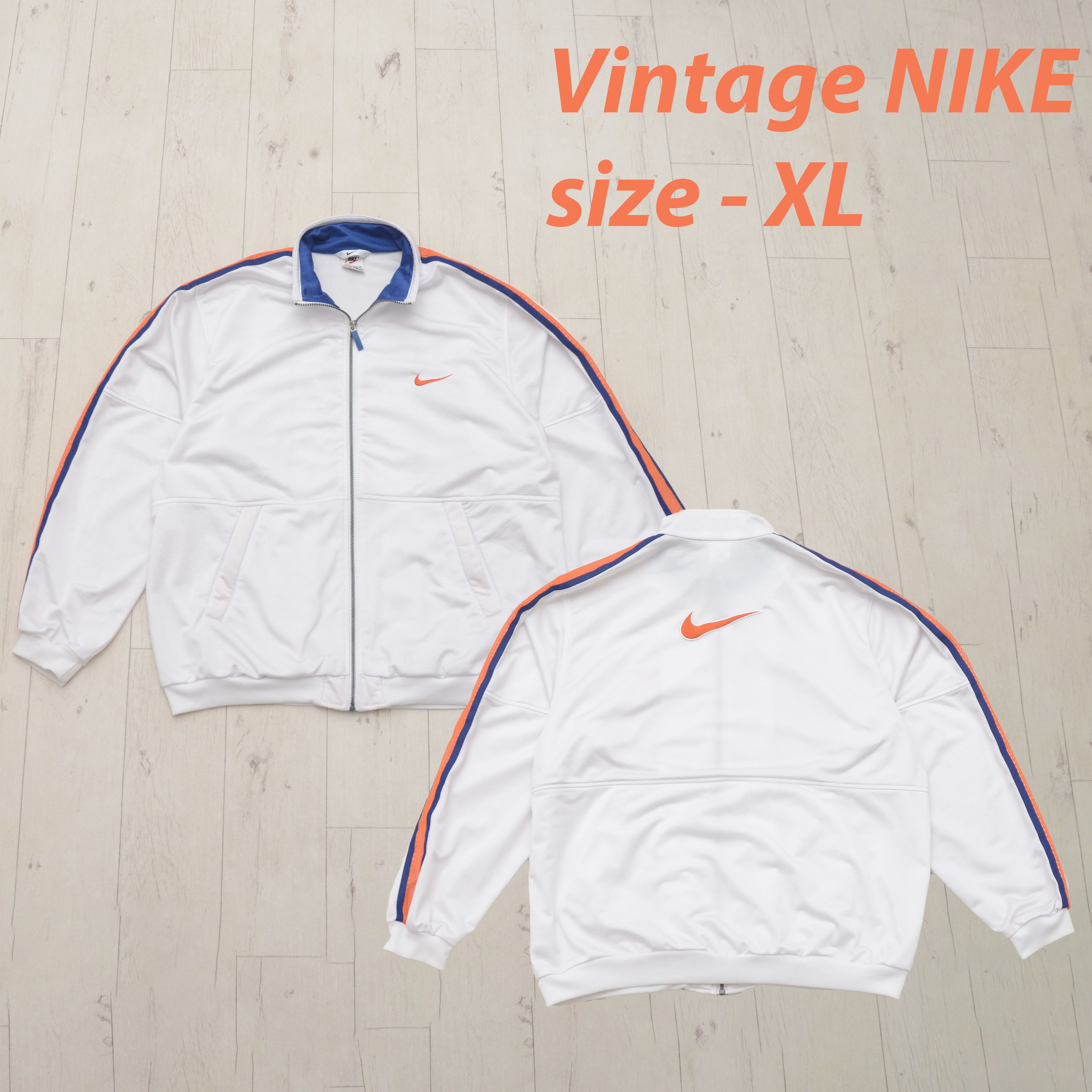 Nike Vintage Nike 90s Y2K Track Jacket XL White Big Logo Retro Size US XL / EU 56 / 4 - 1 Thumbnail