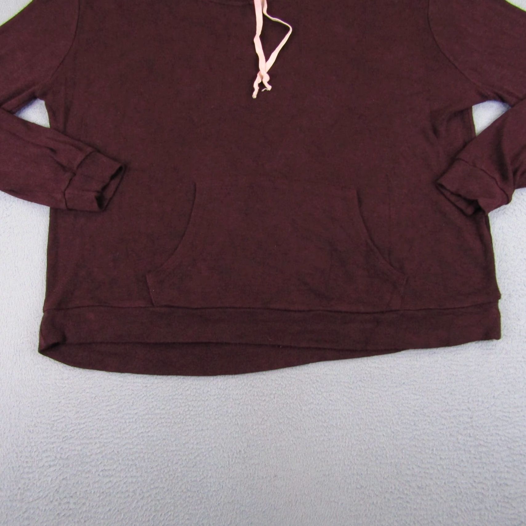Brandy Melville Brandy Melville John Galt Hoodie Sweater Womens One Size Red Burgundy Knit Pullover Hooded Knit Italy Jumper Casual Regular Size ONE SIZE - 4 Thumbnail