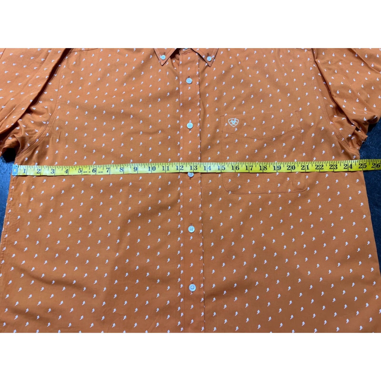 Ariat Ariat Graphic Print Long Sleeve Western Button-Up Shirt Men's Large Orange Pro Series Size US L / EU 52-54 / 3 - 7 Thumbnail