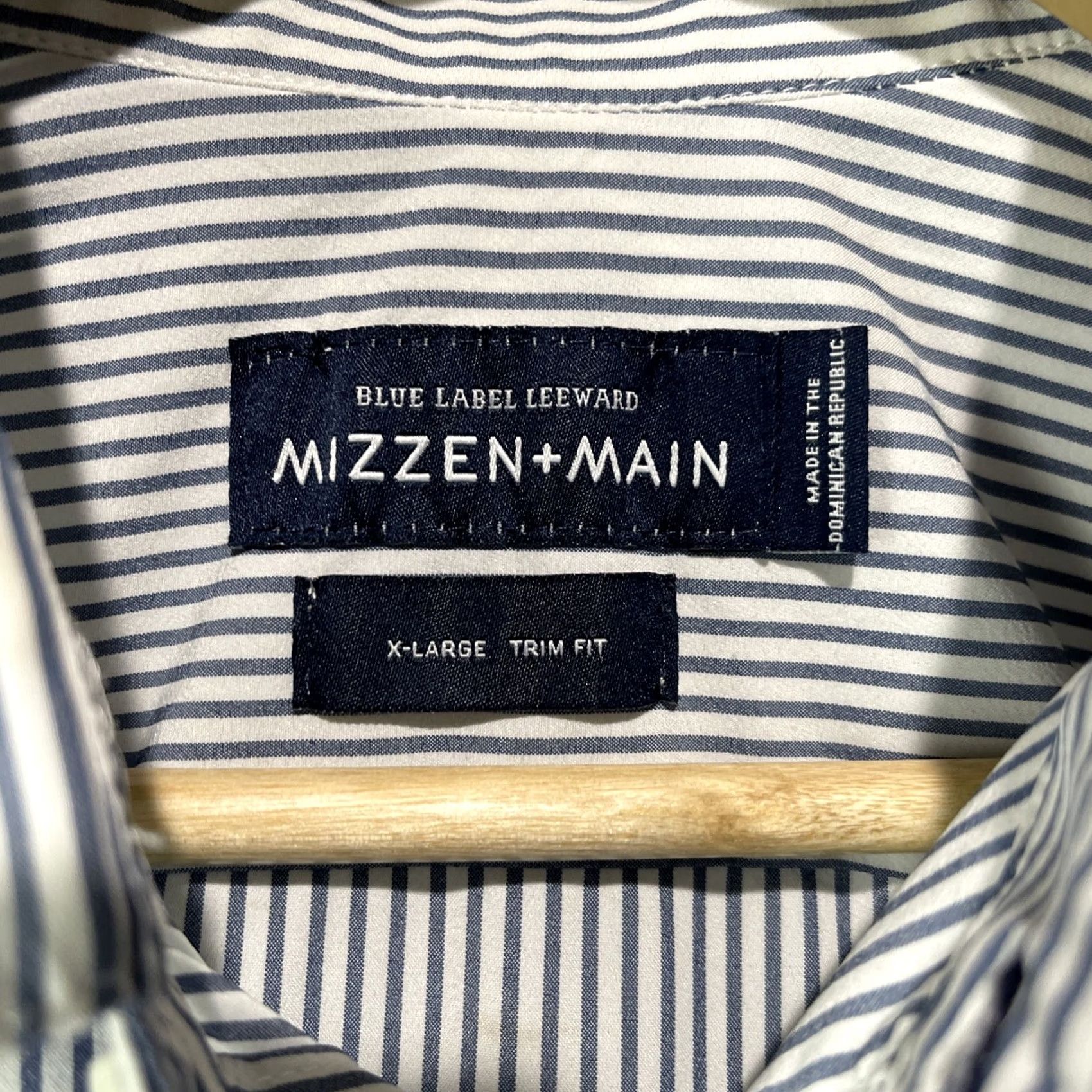 Mizzen+Main Mizzen+Main Shirt Mens XL Blue Button Up Striped Leeward Trim Fit Leeward Striped Size US XL / EU 56 / 4 - 3 Thumbnail