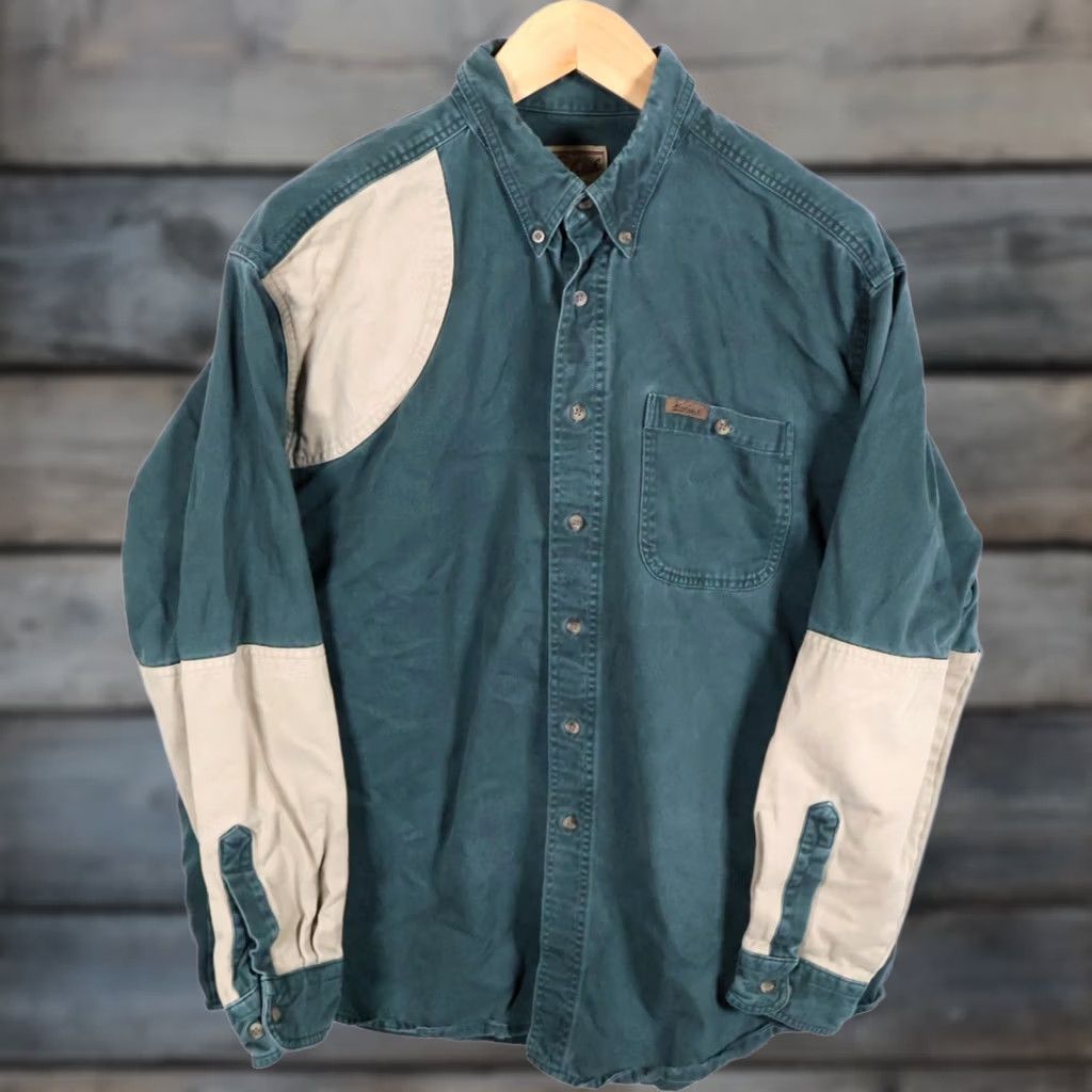 Vintage VINTAGE Woolrich Shooting Shirt Mens 2XL Green Beige Heavy Twill Outdoor Hunting VTG Shirt Button-Up Collared Long Sleeve Cotton 2XL Mens Woolrich Size US XXL / EU 58 / 5 - 1 Thumbnail